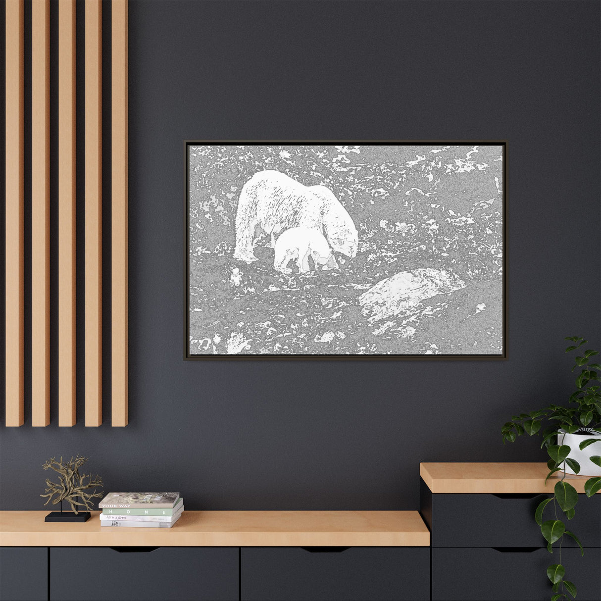 Polar Bear and Cub on the Shore, Torngat Mountains