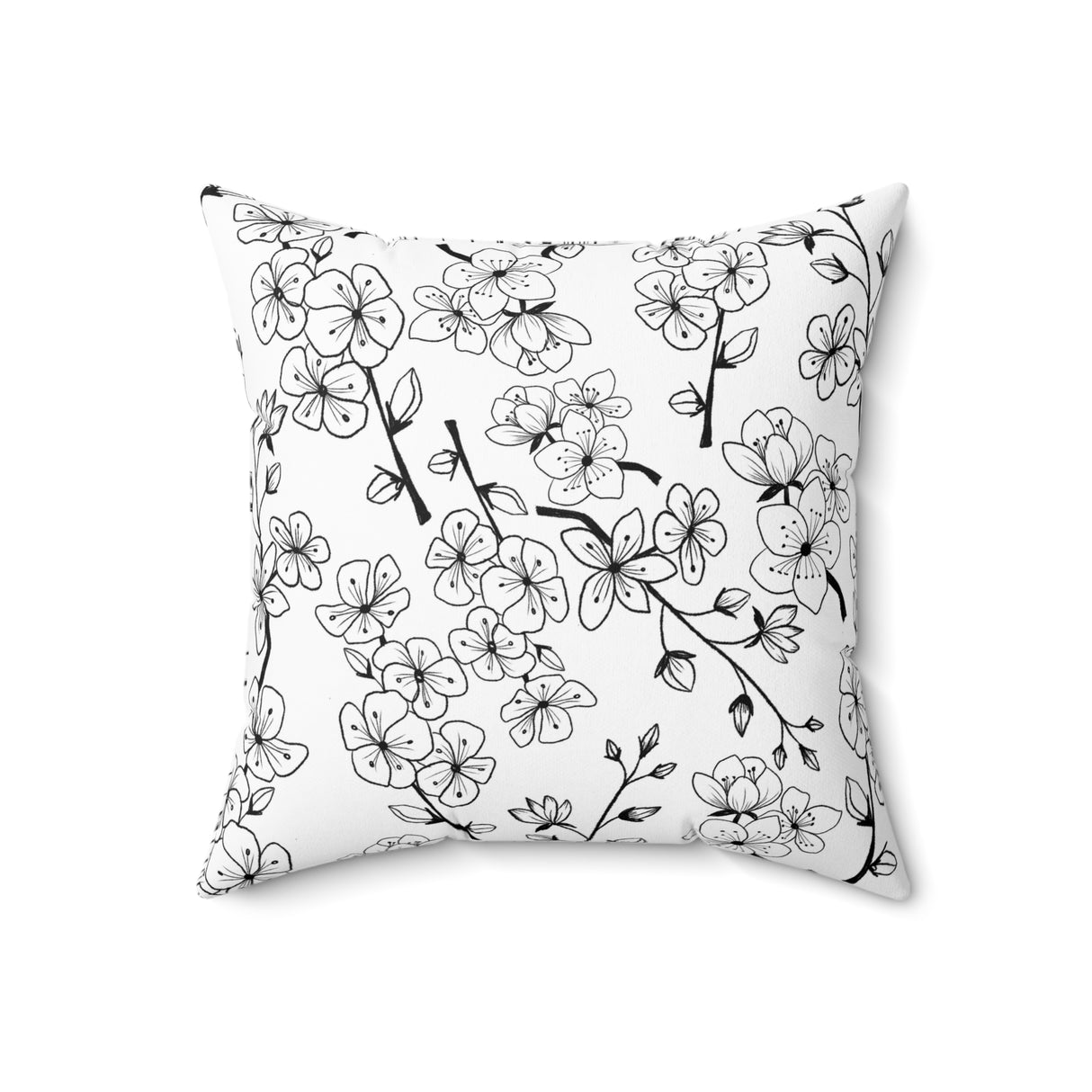 Monochrome Blossom Elegance Square Pillow