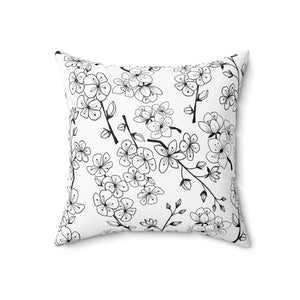 Monochrome Blossom Elegance Square Pillow