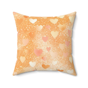 Golden Heart Glow Square Pillow