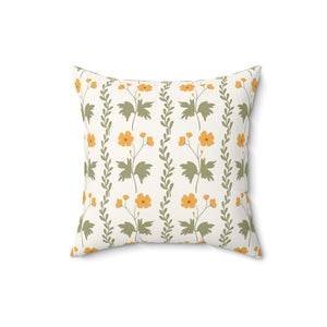 Golden Meadow Charm Square Pillow