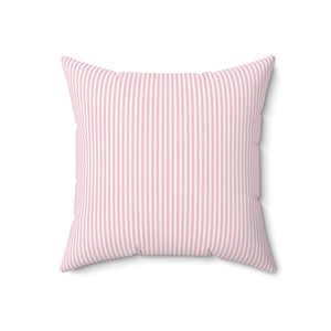 Preppy Pink Stripes Square Pillow