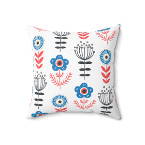 Folk Blooms Square Pillow