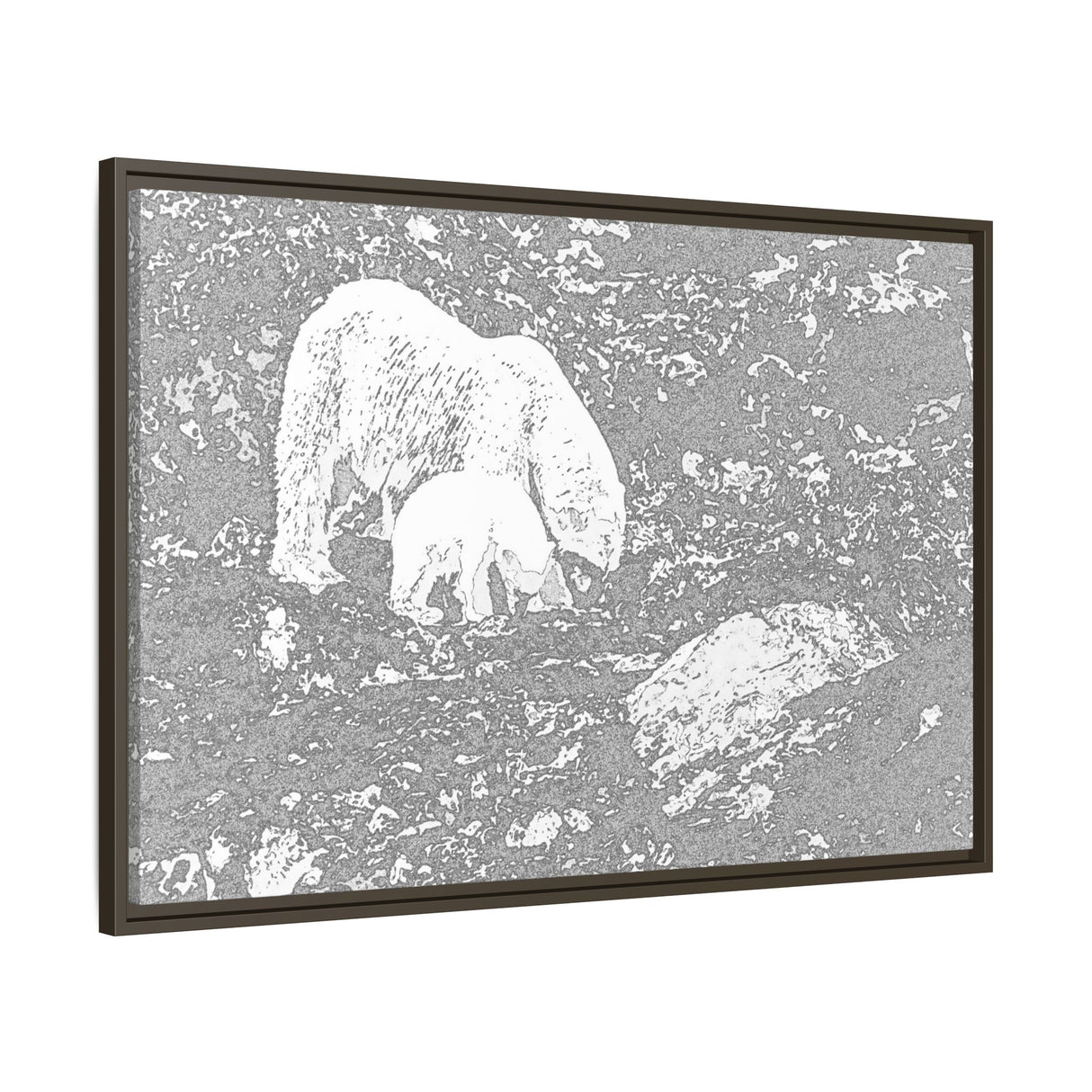Polar Bear and Cub on the Shore, Torngat Mountains