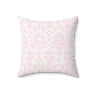 Blush Damask Elegance Square Pillow