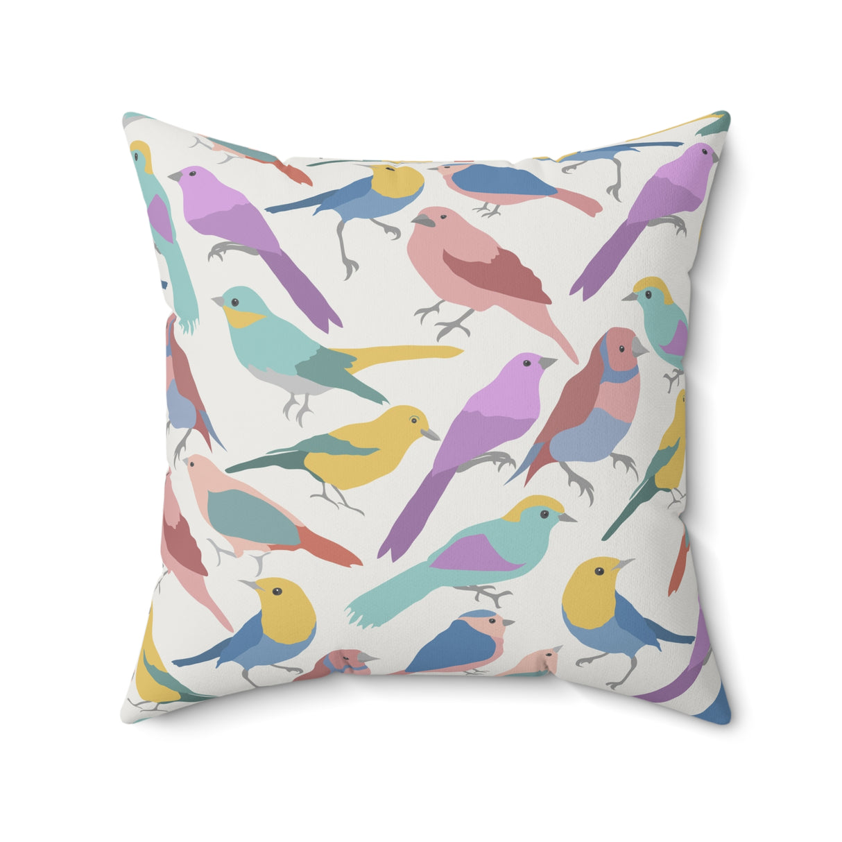 Pastel Bird Symphony Square Pillow