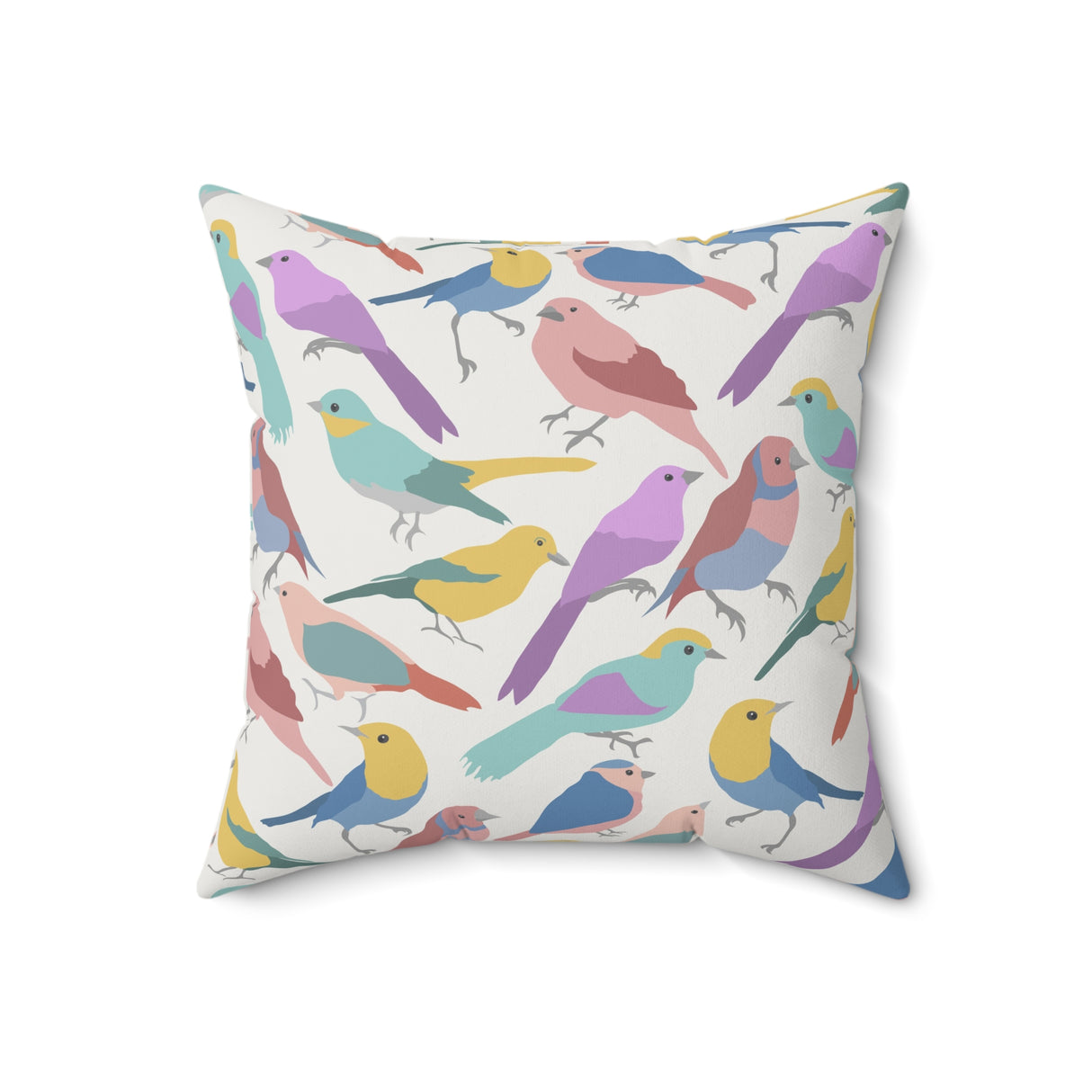 Pastel Bird Symphony Square Pillow