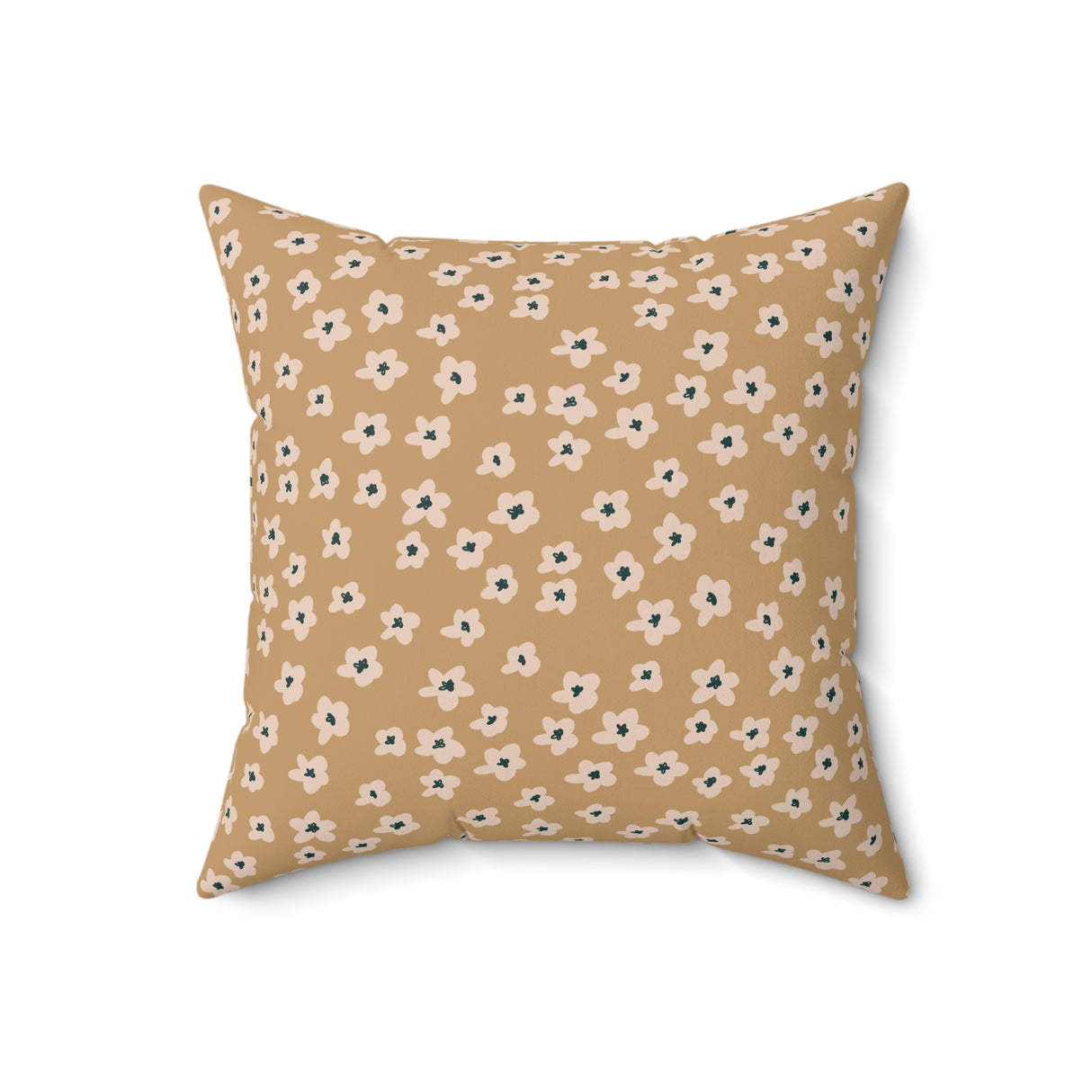 Golden Blossom Bliss Square Pillow