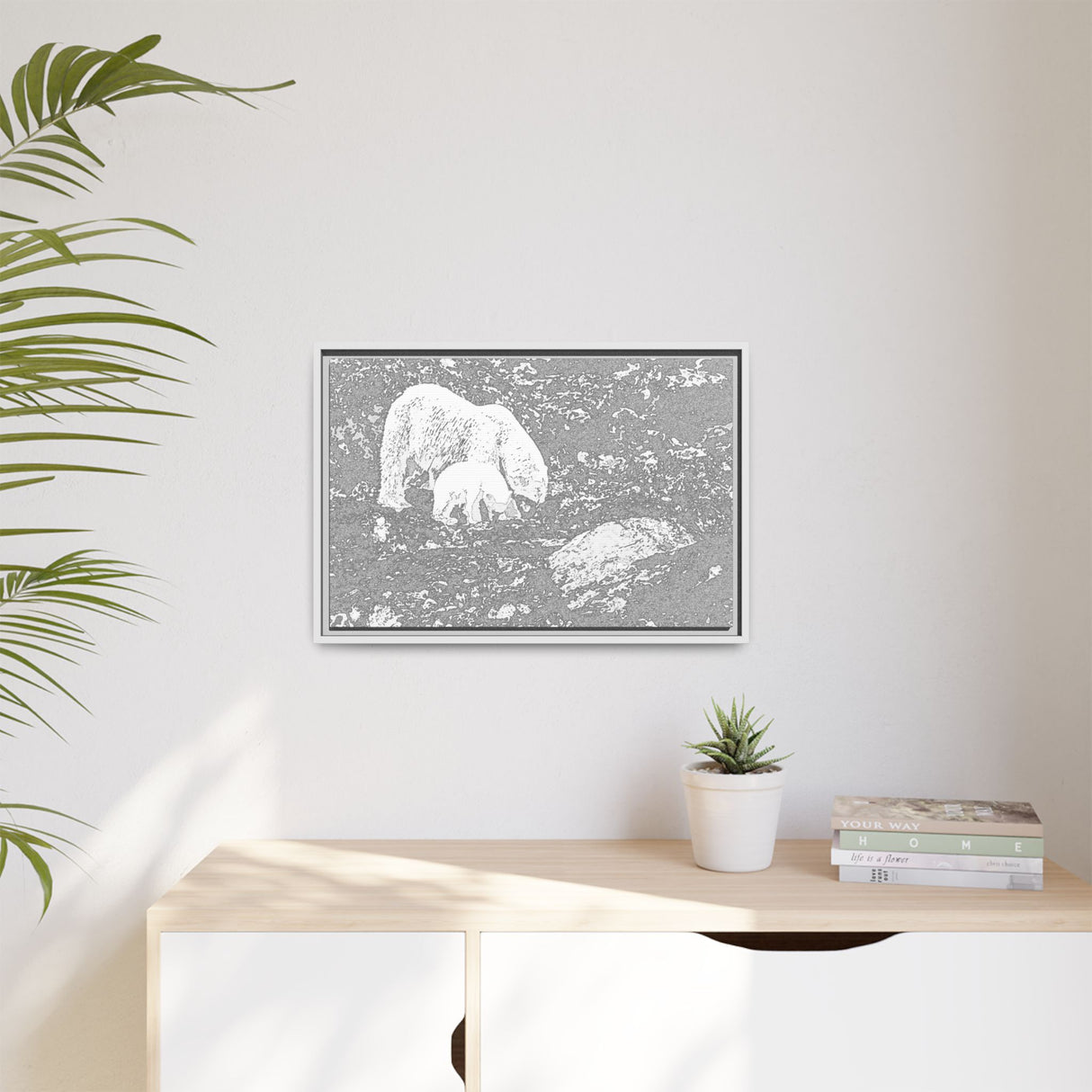 Polar Bear and Cub on the Shore, Torngat Mountains
