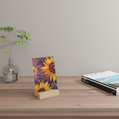 Boho Floral Waves Gallery Board with Oak Stand - Psychedelic Floral Collection