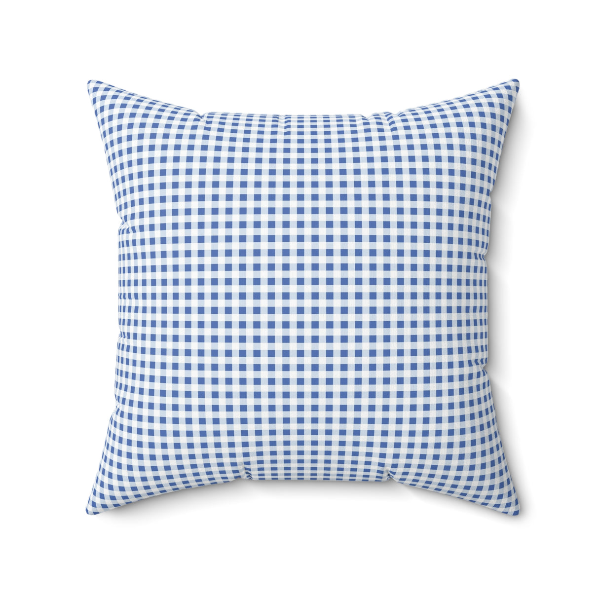 Classic Blue Gingham Square Pillow