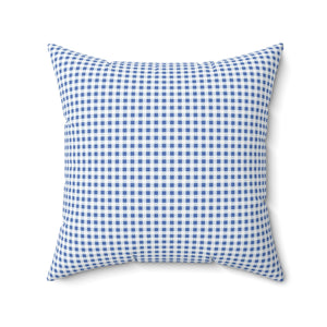 Classic Blue Gingham Square Pillow