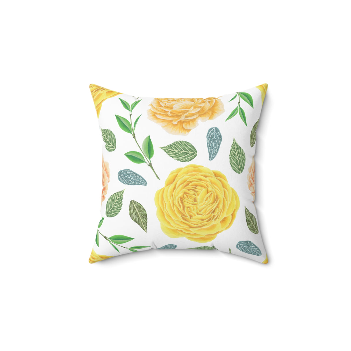 Golden Bloom Elegance Square Pillow