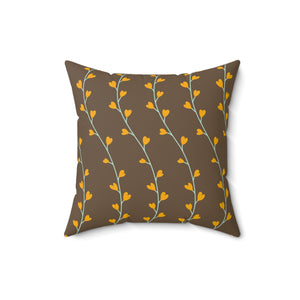 Golden Vine Elegance Square Pillow