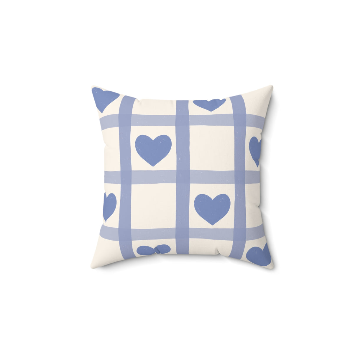 Checked Heart Charm Square Pillow