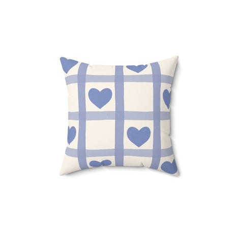 Checked Heart Charm Square Pillow