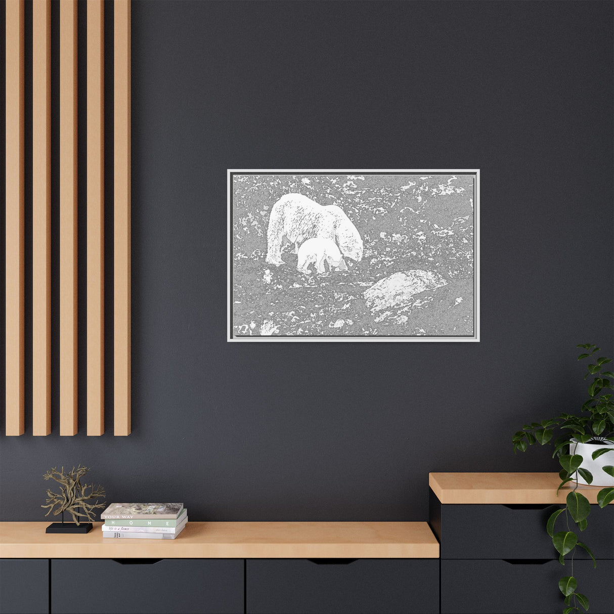 Polar Bear and Cub on the Shore, Torngat Mountains