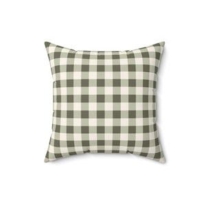 Sage Green Gingham Square Pillow