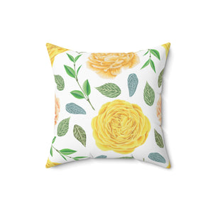 Golden Bloom Elegance Square Pillow