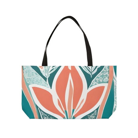 Sun-Kissed Coral & Teal Paisley Tulip Weekender Tote Bag - Paisley Heart Collection