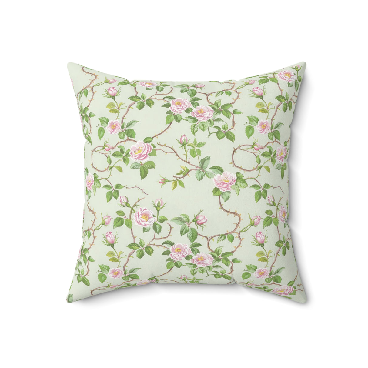 Elegant Mint Rose Garden Square Pillow