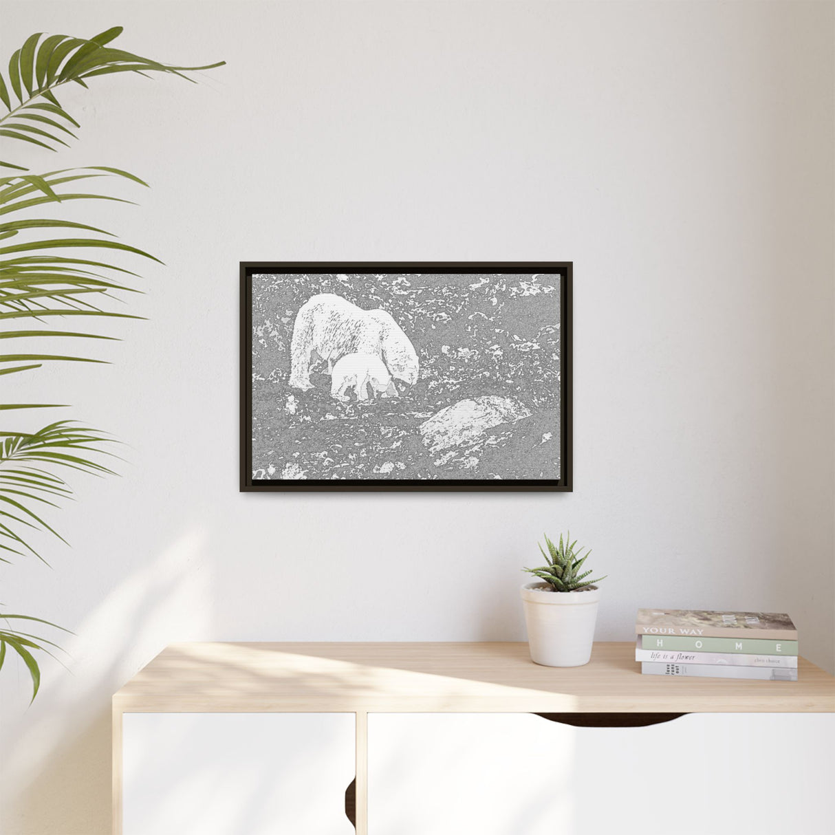 Polar Bear and Cub on the Shore, Torngat Mountains