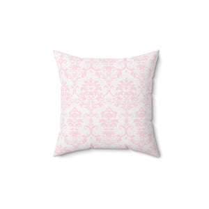 Blush Damask Elegance Square Pillow