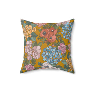 Golden Blossom Melody Square Pillow