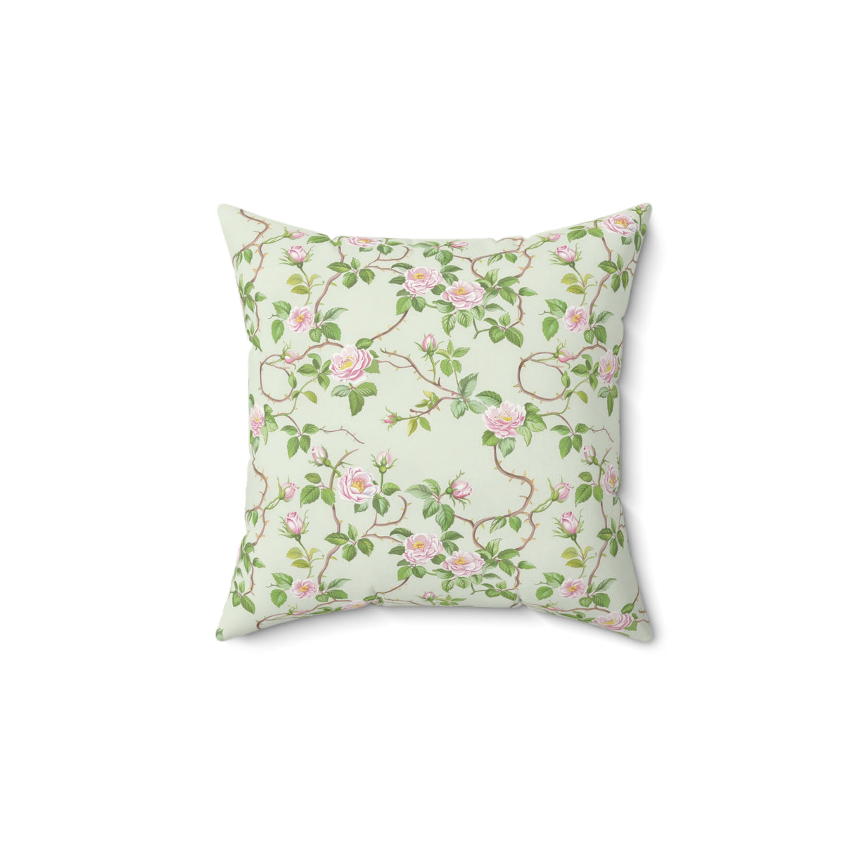 Elegant Mint Rose Garden Square Pillow