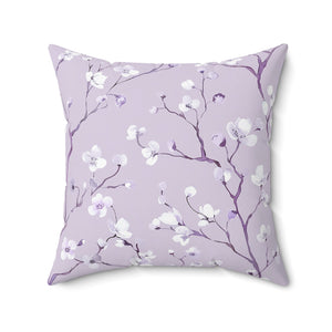 Lavender Blossom Branches Square Pillow