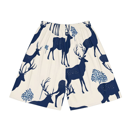 Indigo Antler Elegance Men's Athletic Shorts - Tranquil Deer Collection