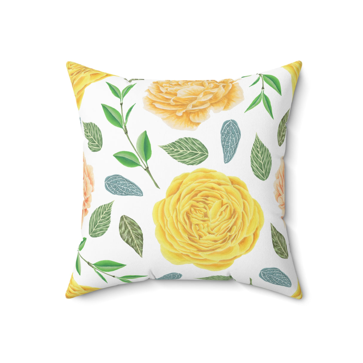 Golden Bloom Elegance Square Pillow