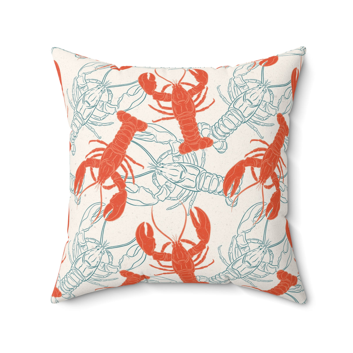 Coastal Lobster Sketch Square Pillow