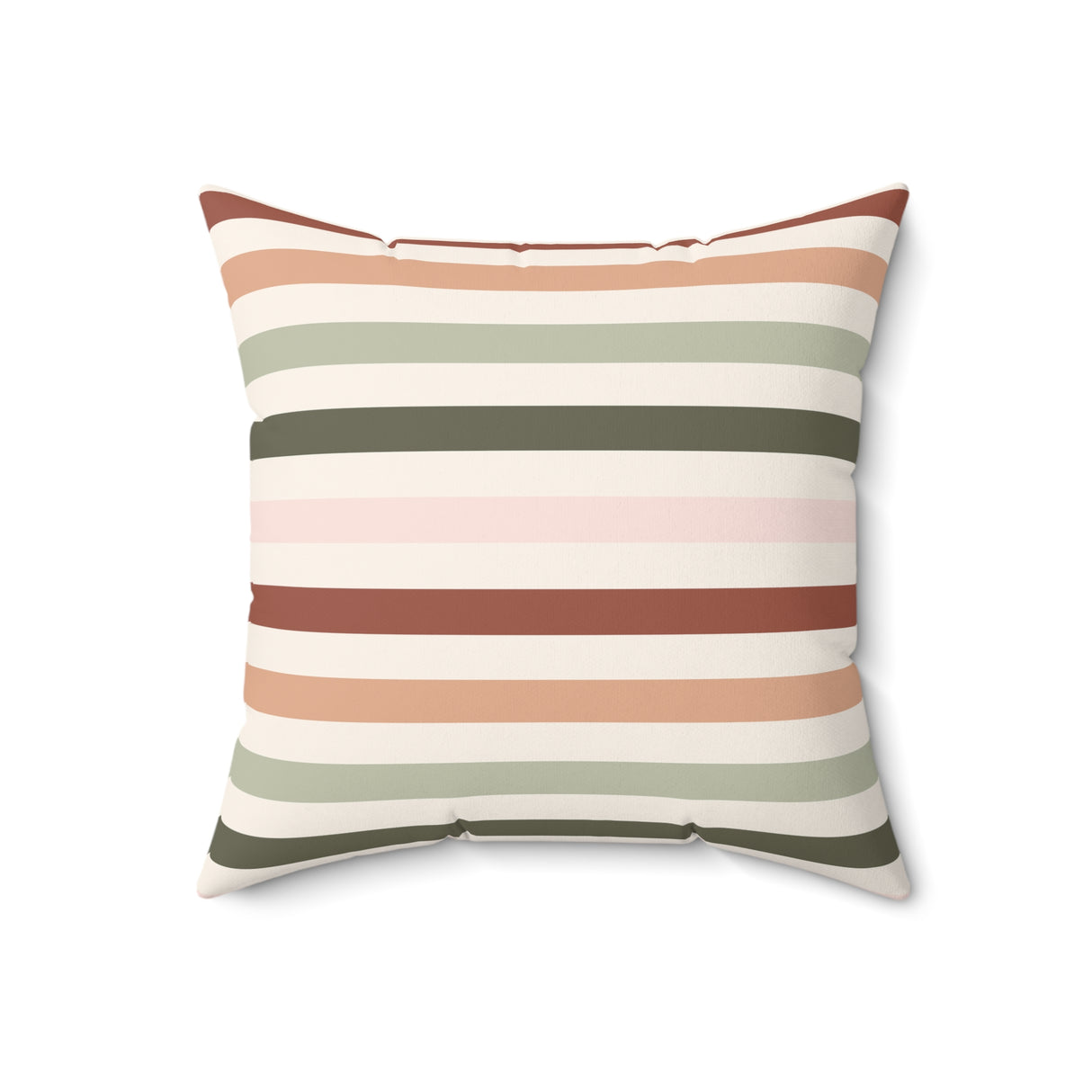 Earthy Striped Terracotta Square Pillow