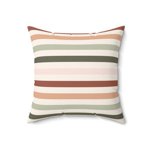 Earthy Striped Terracotta Square Pillow