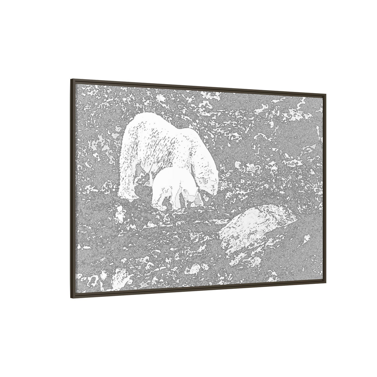 Polar Bear and Cub on the Shore, Torngat Mountains