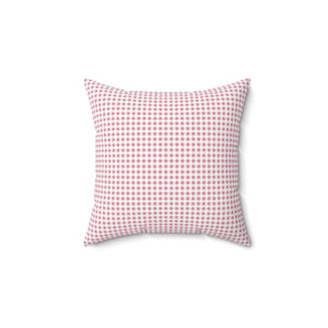 Preppy Pink Gingham Square Pillow