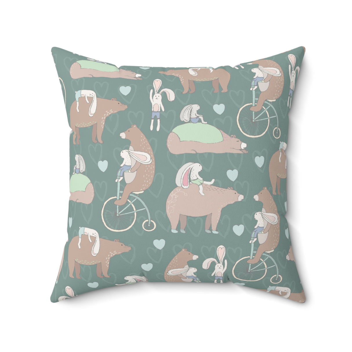 Whimsical Forest Friends Square Pillow