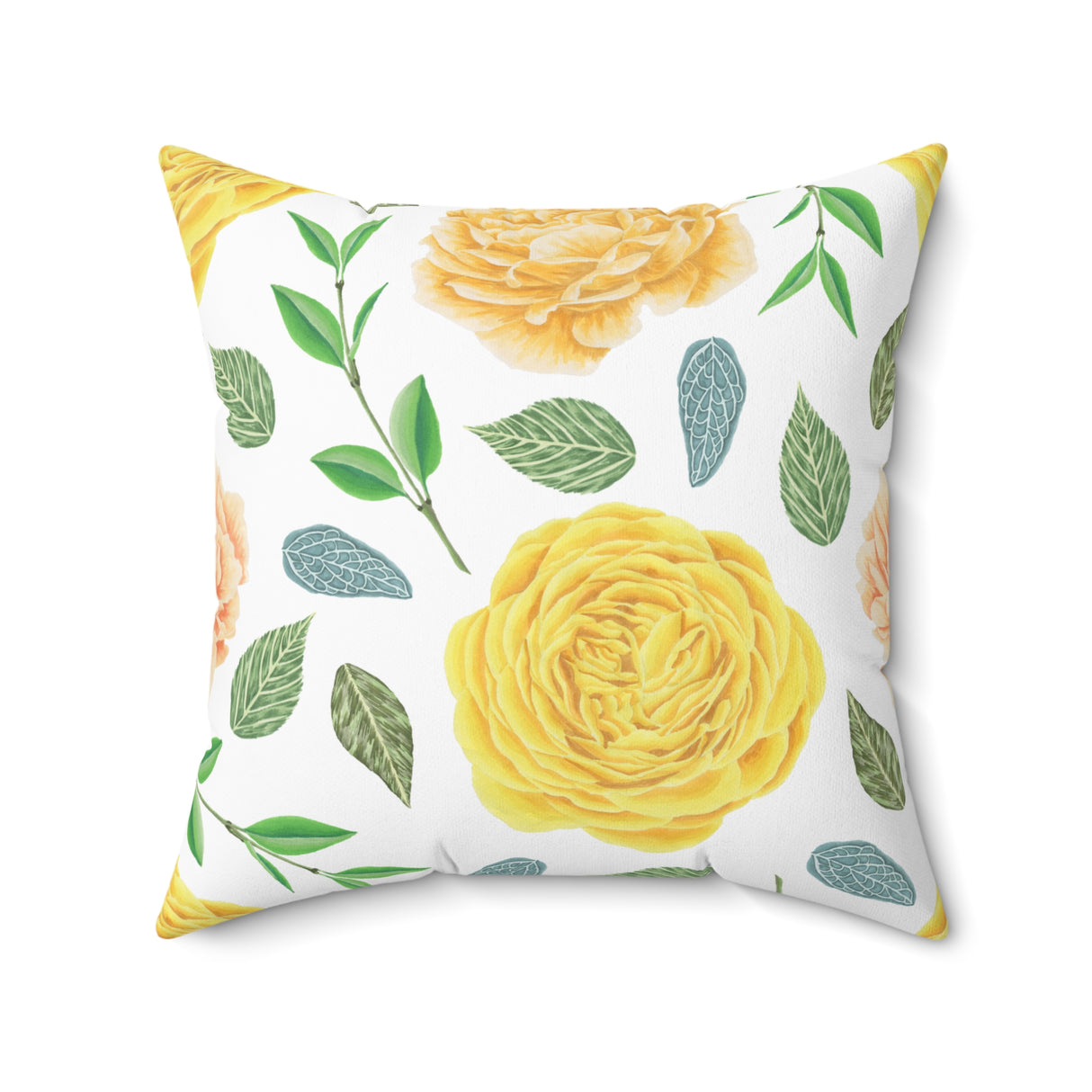 Golden Bloom Elegance Square Pillow