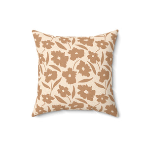 Warm Floral Meadow Square Pillow