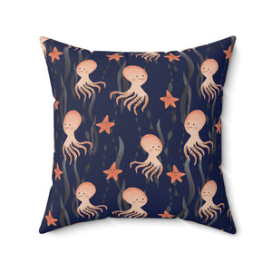 Cheerful Octopus Dance Square Pillow