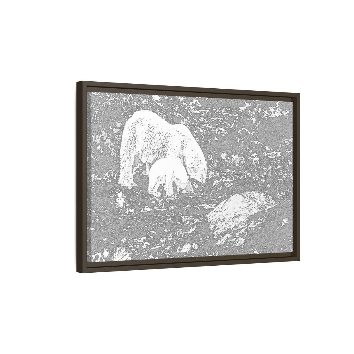Polar Bear and Cub on the Shore, Torngat Mountains