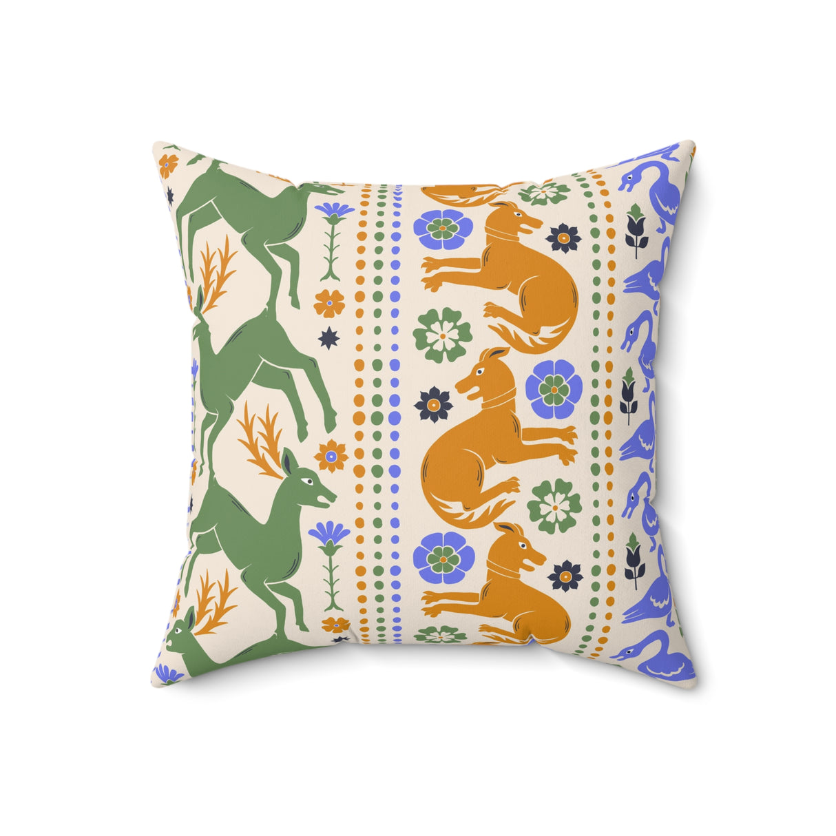 Folk Art Harmony Square Pillow