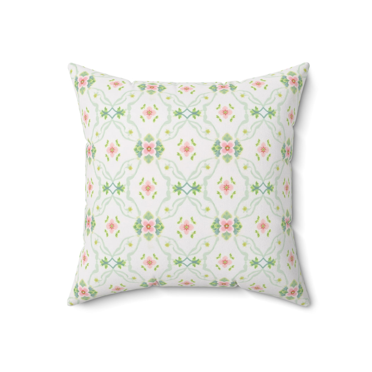 Romantic Trellis Floral Square Pillow