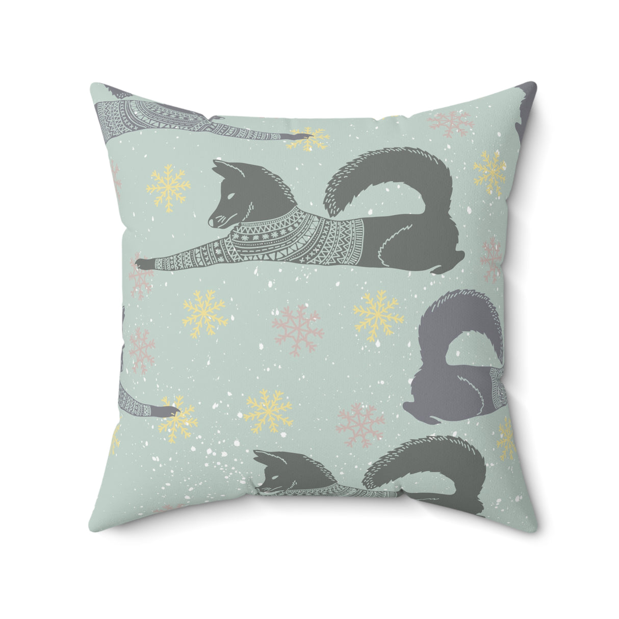 Winter Wolf Charm Square Pillow