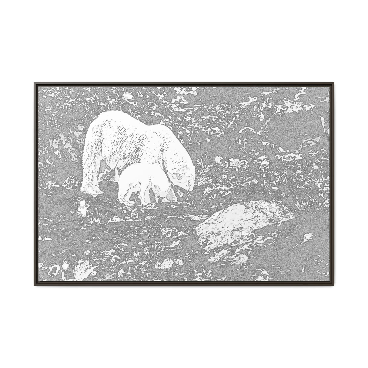 Polar Bear and Cub on the Shore, Torngat Mountains