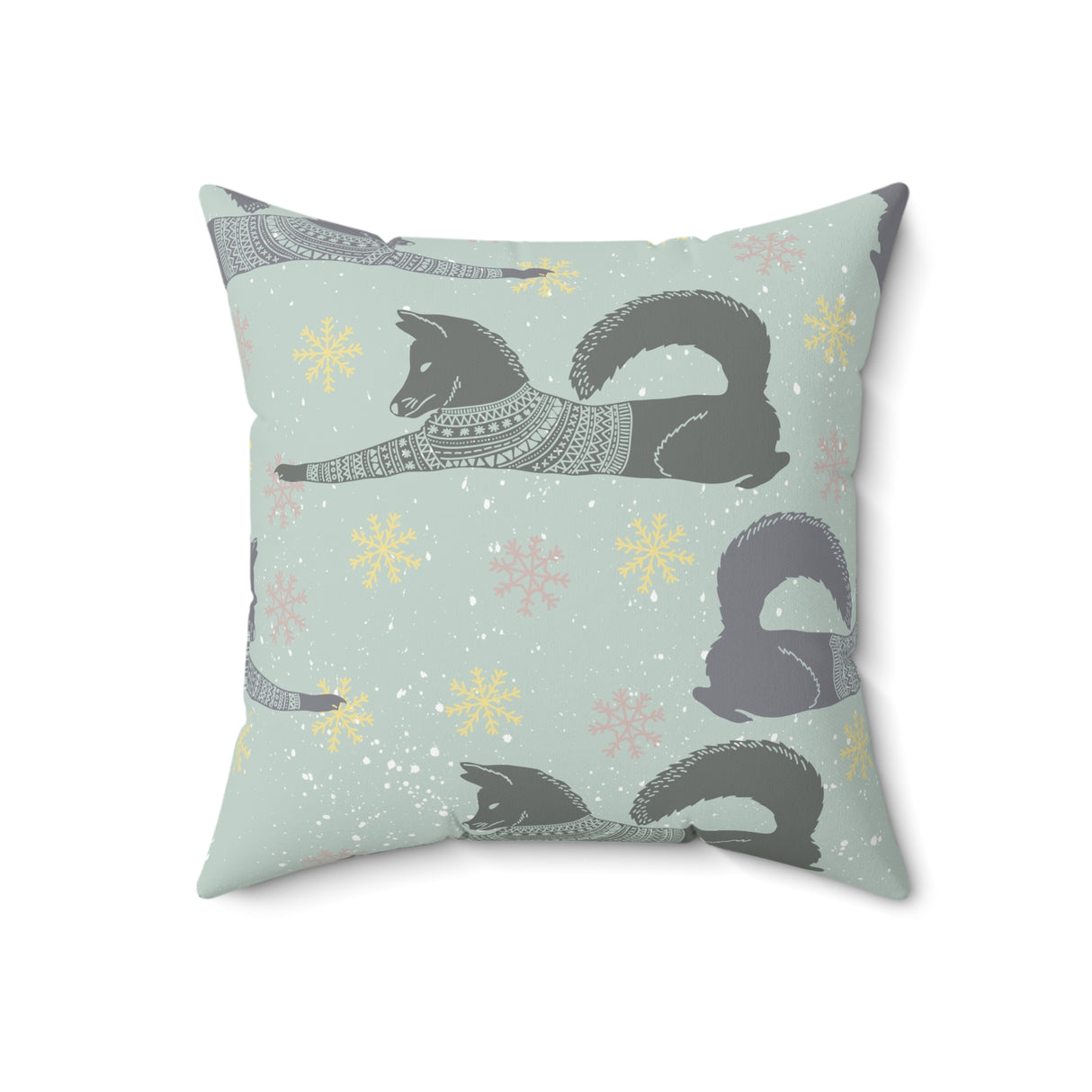 Winter Wolf Charm Square Pillow