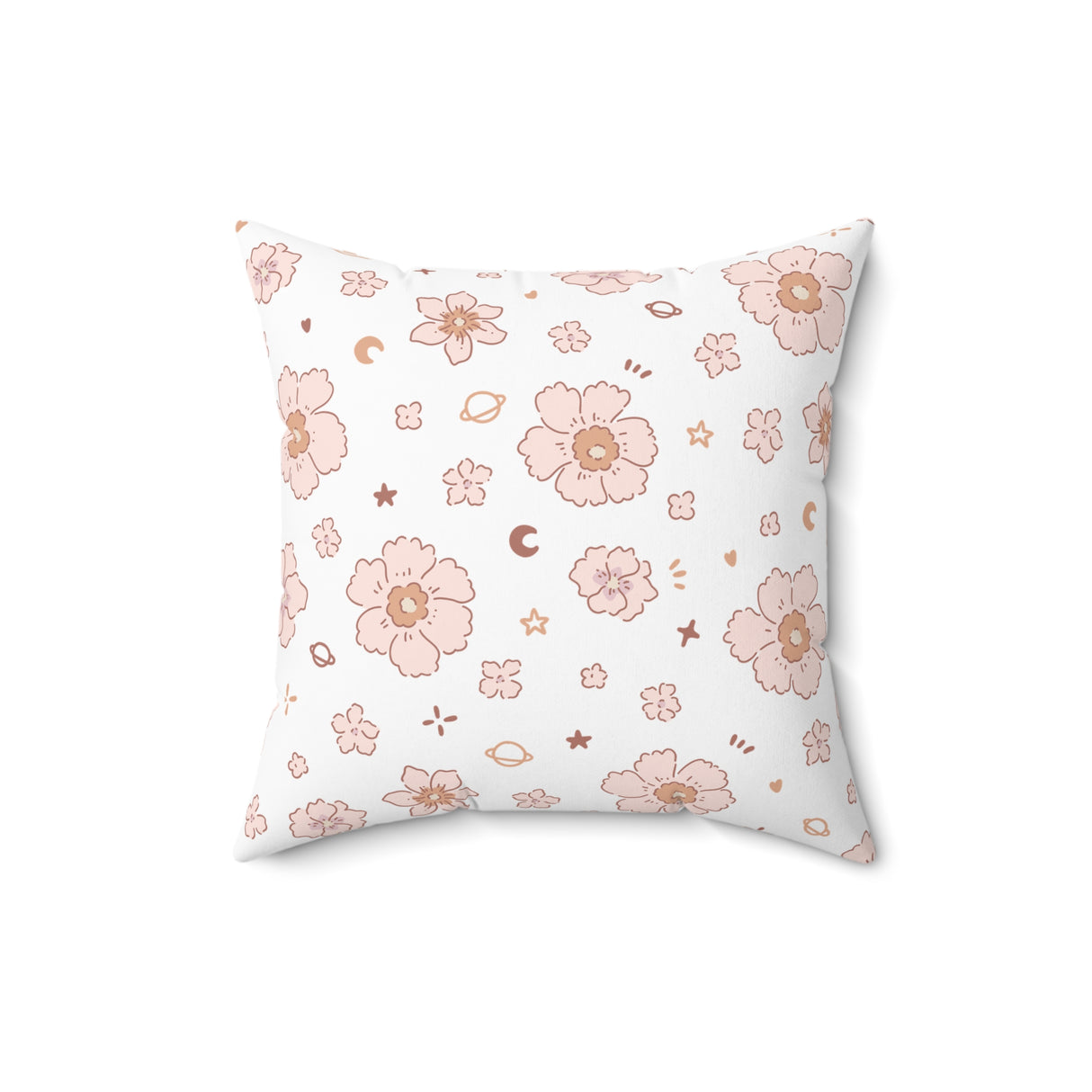 Cosmic Blossom Whimsy Square Pillow