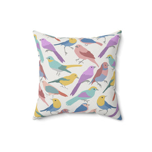 Pastel Bird Symphony Square Pillow