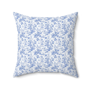 Blue Floral Toile Square Pillow